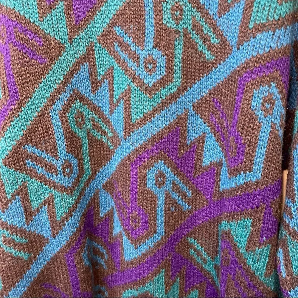 Peruvian Connection abstract 100% alpaca vintage sweater